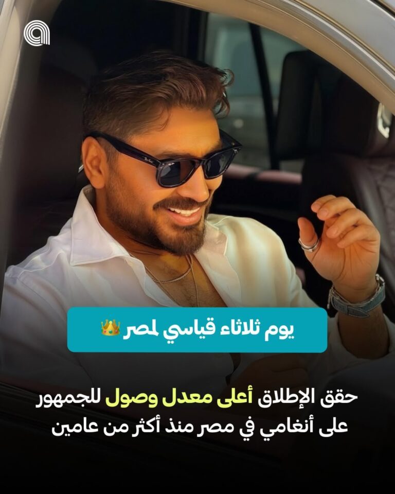 تامر حسني يتصدر أنغامي في الشرق الأوسط بألبوم “مش هتكرر”.. ونحو 5 ملايين استماع في أقل من 48 ساعة