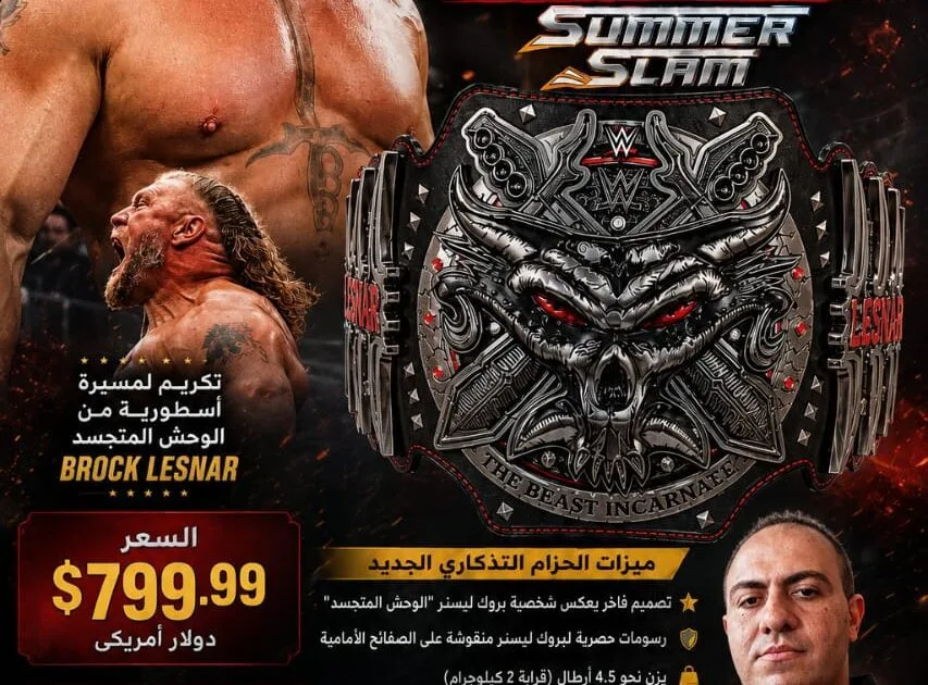 عبدالحميد صالح يكتب اتحاد WWE يطرح حزامًا تذكاريًا جديدًا لبروك ليسنر بسعر 800 دولار قبل انطلاق مهرجان سمرسلام!